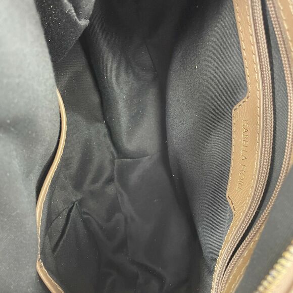 Isabella Fiore Purse Tan Leather Studded Fringe Hobo Shoulder Handbag Braided - Picture 9 of 12